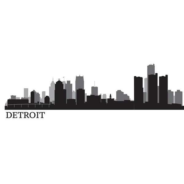 Wallpops Detroit Cityscape Wall Art Kit 24 In X 17 5 Wpk2521 Rona - Detroit Skyline Wall Art