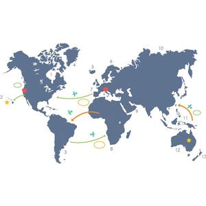 Trousse d'art mural destination carte du monde WallPops, 72" x 48"