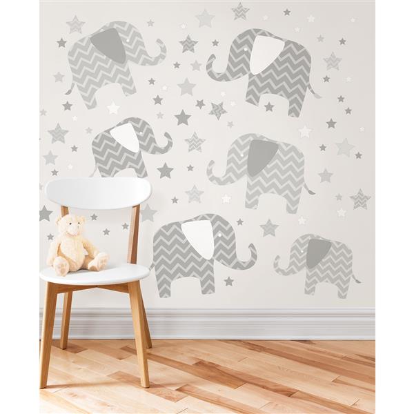 Trousse d'art mural éléphants WallPops,  39 po x 34,5 po