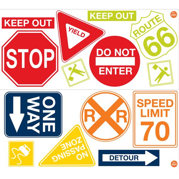 WallPops Road Signs Wall Art Kit - 39-in x 34.5-in
