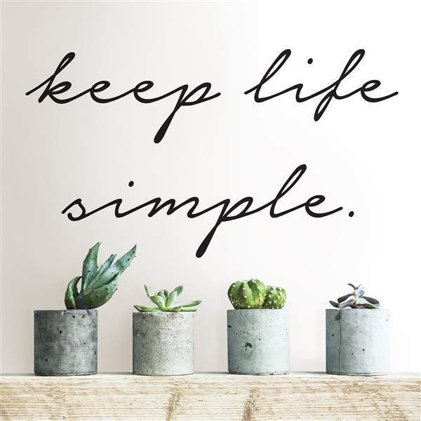 Citation papier peint WallPops,  gardez la vie simple, 14 po x 24 po