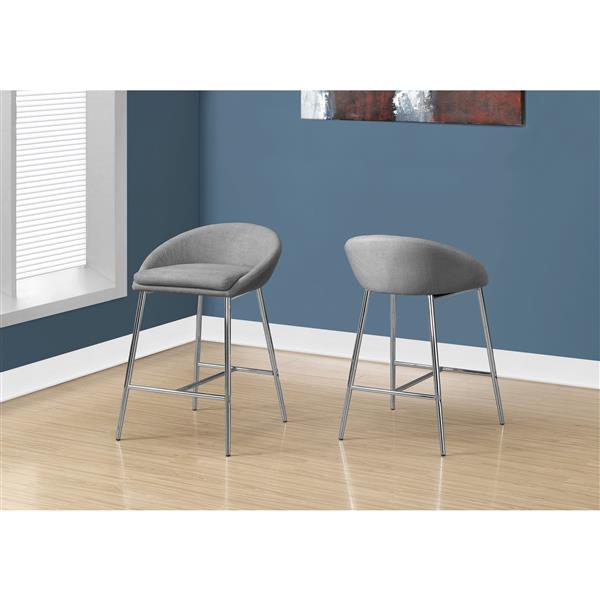 Monarch 24-in Fabric Grey Barstool (Set of 2)