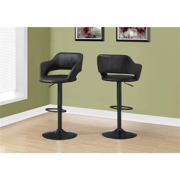 Monarch 24.25-in Faux Leather Black Metal Barstool