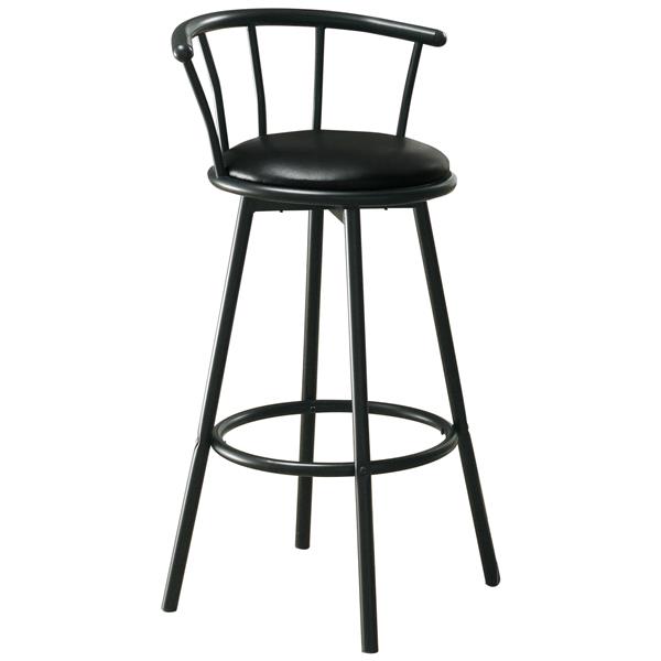 Black Faux Leather Bar Stools Set, Black Metal And Leather Counter Stools