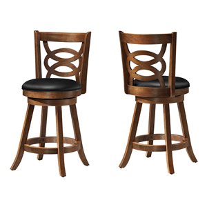 Monarch 24-in Faux Leather Brown Barstools (Set of 2)