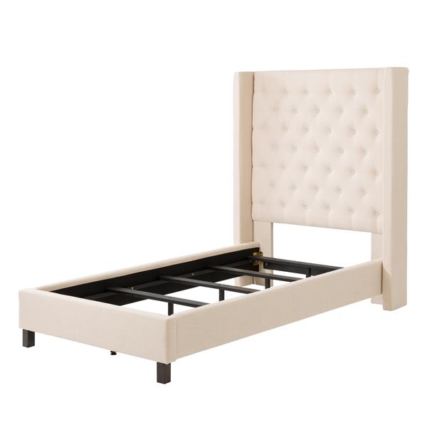 CorLiving Cream 50-in X 82-in Fabric Upholstered Twin Bed