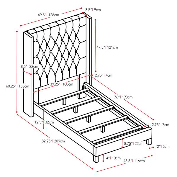 CorLiving Cream 50-in X 82-in Fabric Upholstered Twin Bed