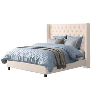 CorLiving Cream 87-in X 87-in Fabric Upholstered King Bed