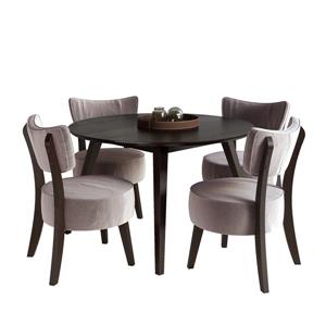 Corliving Cappuccino and Grey 5 piece Dining Set with Velvet Chairs