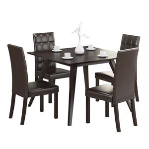 CorLiving 5-Piece Cappuccino and Brown Leatherette Dining Set with 4 Chairs