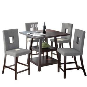 Corliving 36-in Cappuccino Counter Height Grey 5 Piece Dining Set
