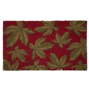 Technoflex 18-in x 30-in Poinsetta Leaves Printed Coco Door Mat