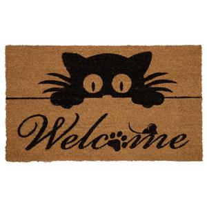 Technoflex 18-in x 30-in Peeking Cat Printed Coco Door Mat