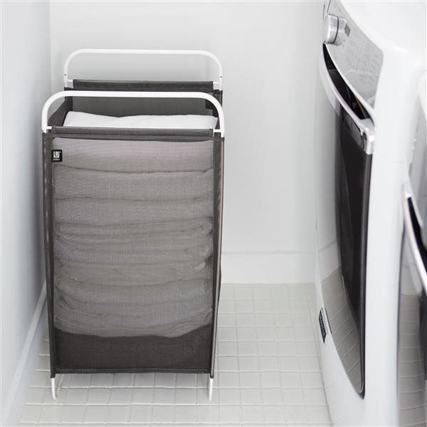 Umbra LTD Cinch 30-In x 12-In x 16-In Grey/ White Laundry Hamper