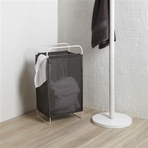 Umbra LTD Cinch 30-In x 12-In x 16-In Grey/ White Laundry Hamper