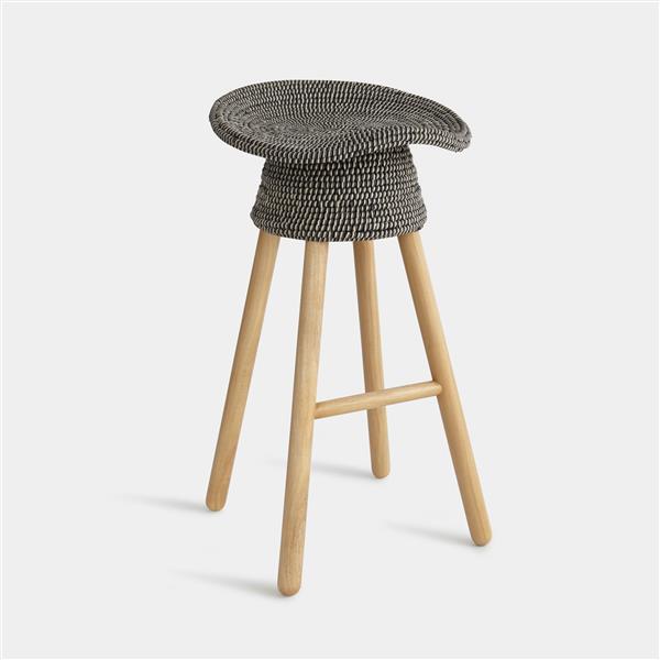 Umbra Coiled Counter Stool - Grey and Natural Wood - 27-in 880242 