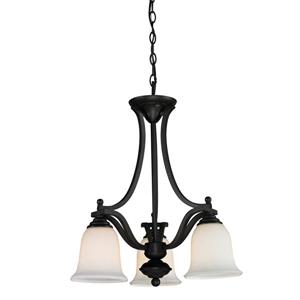 Z-Lite Lagoon 20-in x 23-in Matte Black 3-Light Chandelier