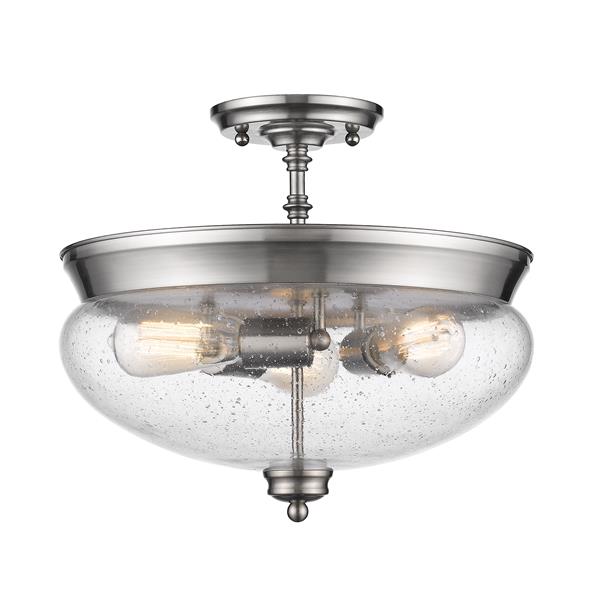 Z-Lite Amon 3-Light Brushed Nickel 15-in x 15-in x 13.5-in Semi Flush Mount