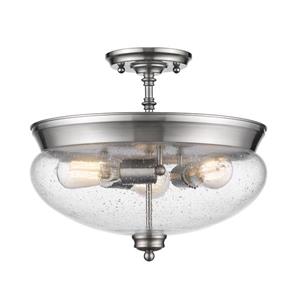 Z-Lite Amon 3-Light Brushed Nickel 15-in x 15-in x 13.5-in Semi Flush Mount