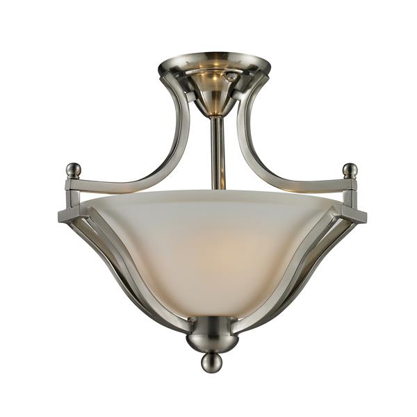 Z-Lite Lagoon 2-Light Brushed Nickel 15-in x 15-in x 14.75-in Semi-Flush Mount