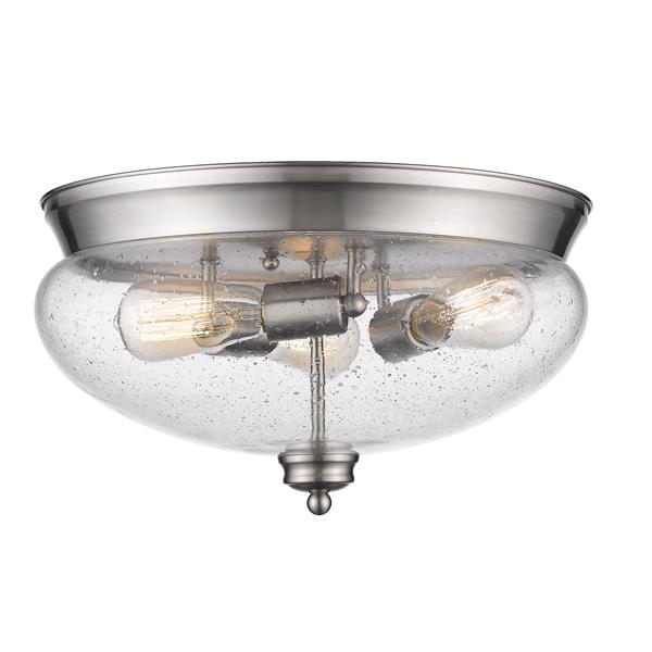 Z-Lite Amon 15-in x 15-in x 8.5-in  Brushed  Nickel 3 Light Flush Mount