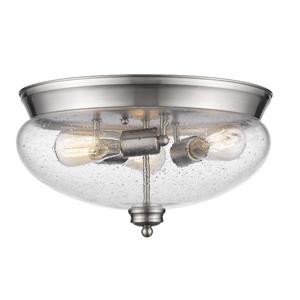 Z-Lite Amon 15-in x 15-in x 8.5-in  Brushed  Nickel 3 Light Flush Mount