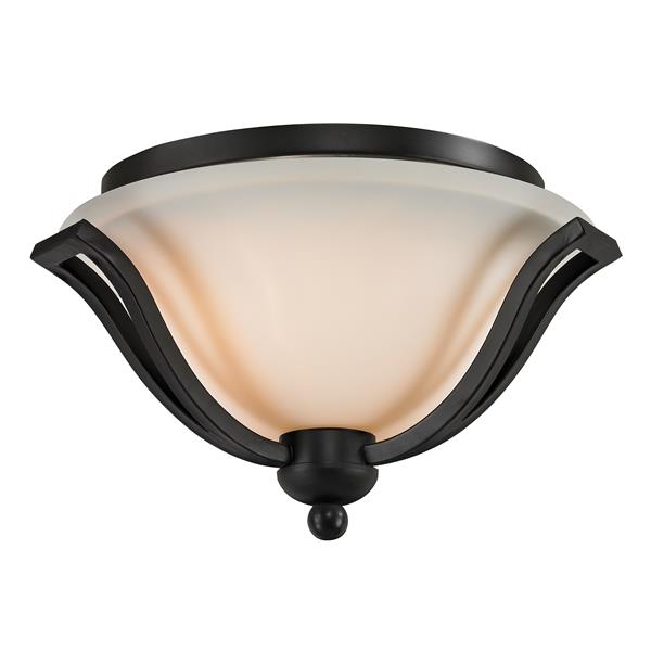 Z-Lite Lagoon 15-in x 9-in Matte Black 2-Light Ceiling Light