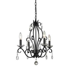 Z-Lite Princess 4-Light 17.12-in x 20.62-in Matte Black Chandelier