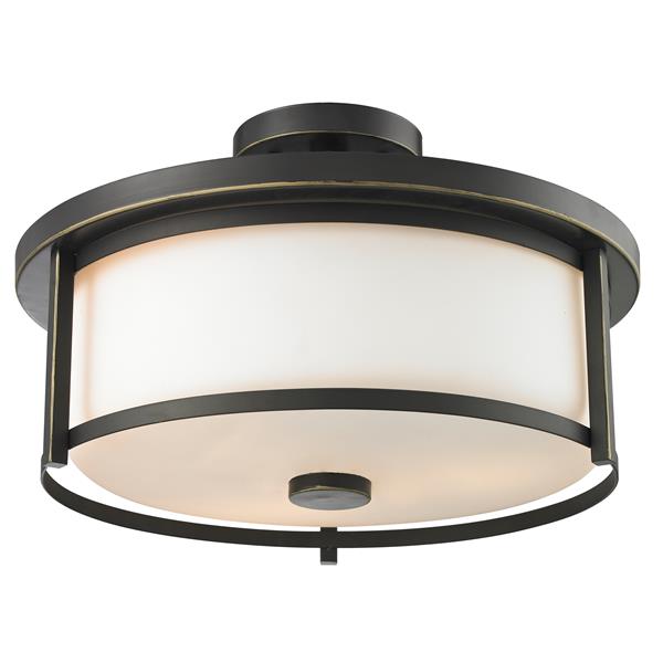 Z-Lite Savannah 3-Light Bronze 15.75-in x 15.75-in x 10.87-in Semi-Flush Mount