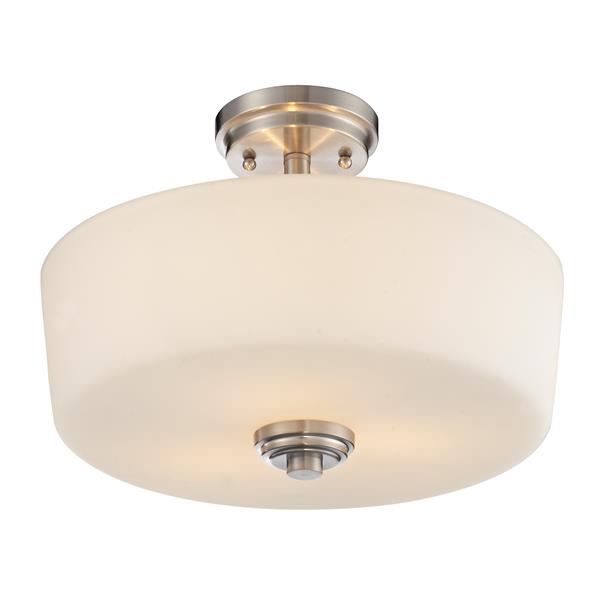 Z-Lite Lamina 3-Light Brushed Nickel 14.37-in x 14.37-in x 10.75-in Semi-Flush Mount