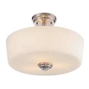 Z-Lite Lamina 3-Light Brushed Nickel 14.37-in x 14.37-in x 10.75-in Semi-Flush Mount