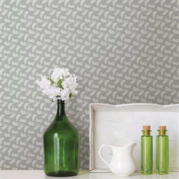 Brewster Wallcovering Light Gray Moomintroll Non-Woven Unpasted Wallpaper