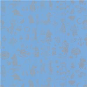 Brewster Wallcovering Blue Moomin Non-Woven Unpasted Wallpaper