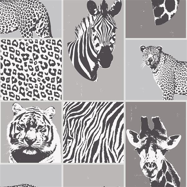 Brewster Wallcovering Zoya animal 56.4 sq ft Grey Unpasted Wallpaper