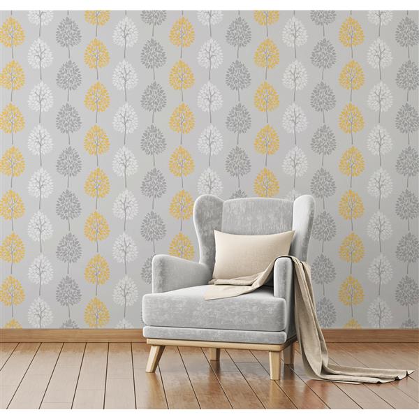 Brewster Wallcovering 20.5-in Grey Alder Tree Wallpaper