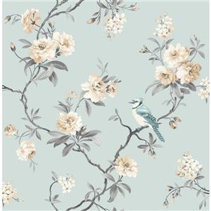 Brewster Wallcovering Blue Chinese Floral Wallpaper 20.5-in