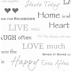 Brewster Wallcovering Joyful House 20.5-in Grey Text Unpasted Wallpaper