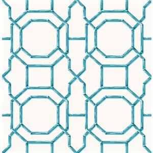 A-Street Prints Lattice 56.4 sq ft Teal UnPasted Wallpaper