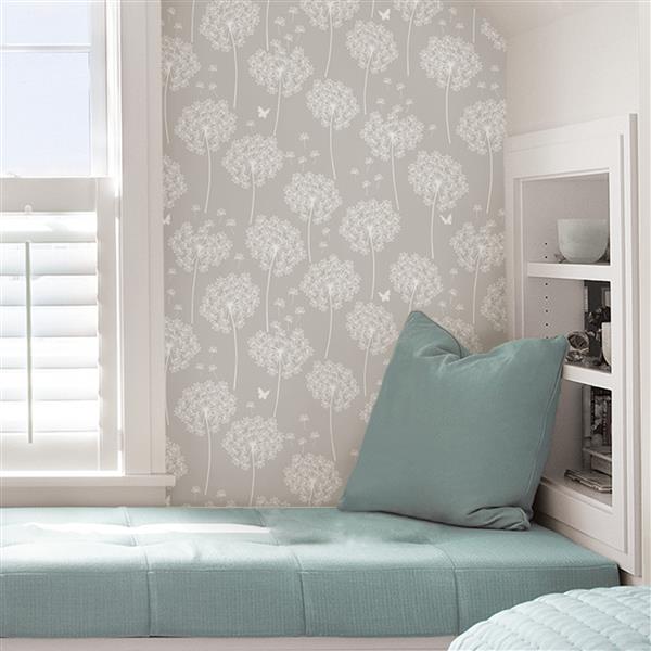 NuWallpaper Dandelion Wallpaper - 20.5-in x 216-in - Taupe