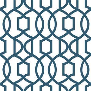 NuWallpaper Grand Trellis Sticker Wallpaper - 20.5-in x 216-in - Blue