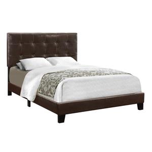 Tête et base de lit, similicuir brun foncé, double