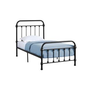 Twin Bed with Black Metal Frame