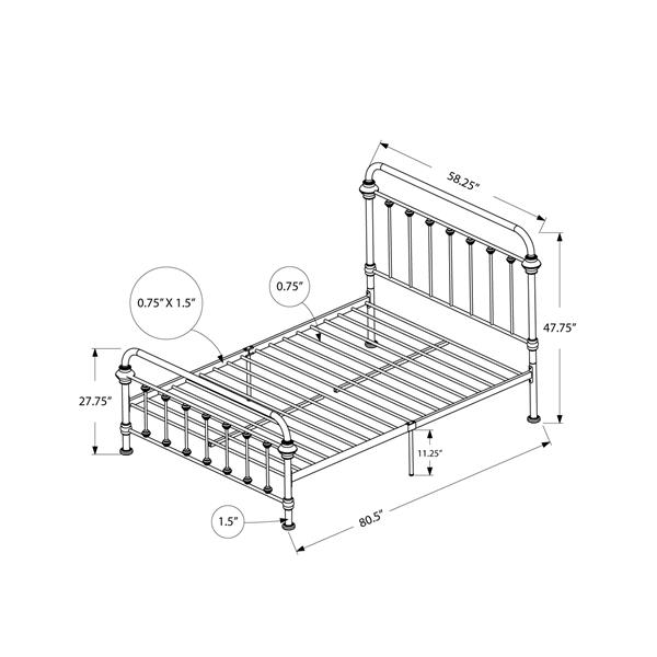 Monarch Specialties Lit Double Avec Base En Metal Noir Rona