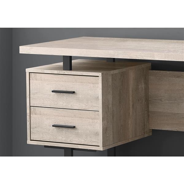 Bureau en bois recyclé, 60 po, taupe