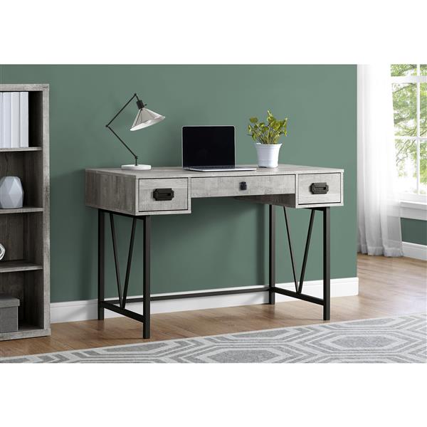 Bureau en bois recyclé, 48 po, gris