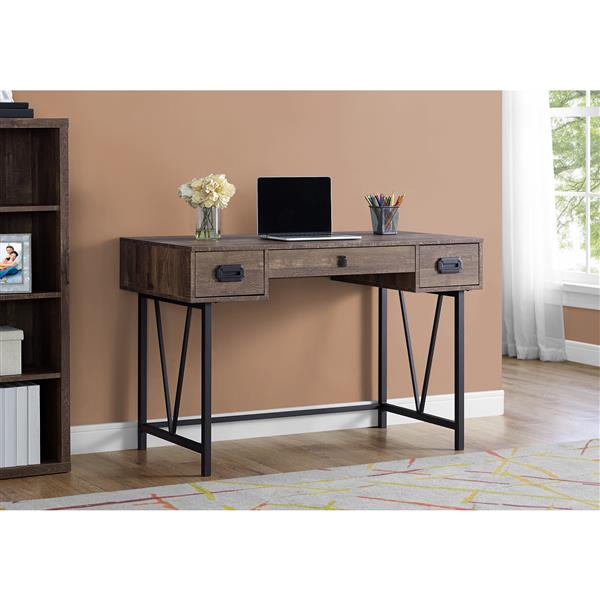 Monarch  48-in Brown with Metal Frame Computer Desk