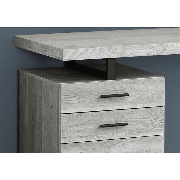 Bureau en bois recyclé, 48 po, gris