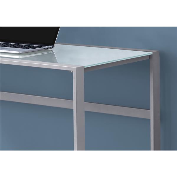 Bureau d'ordinateur, 48 po, argent