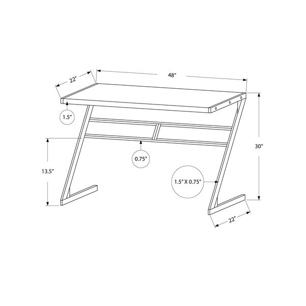 Monarch  30-in x 48-in White Computer Desk