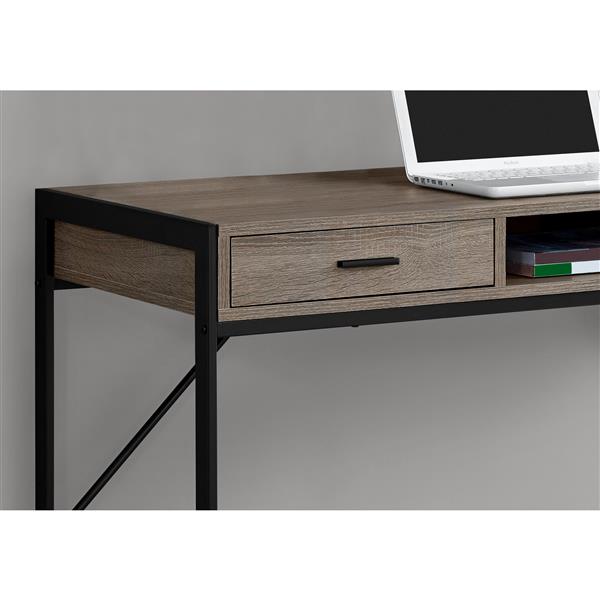 Bureau d'ordinateur, 48 po, taupe foncé